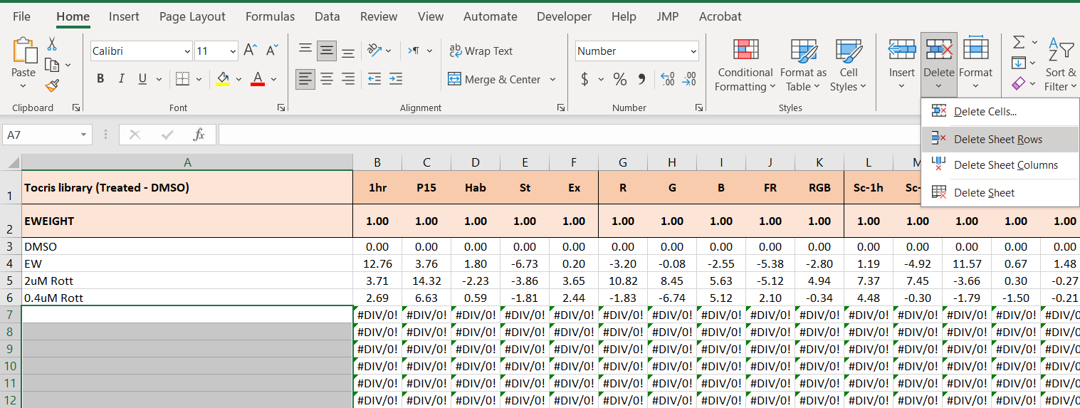 Deleting Rows